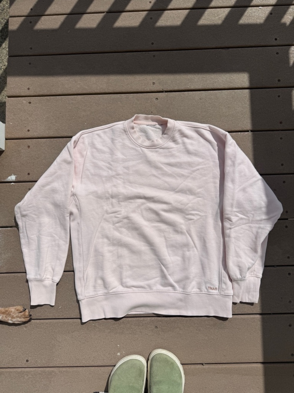 TNA cozy Crewneck Sweatshirt in Pale Pink